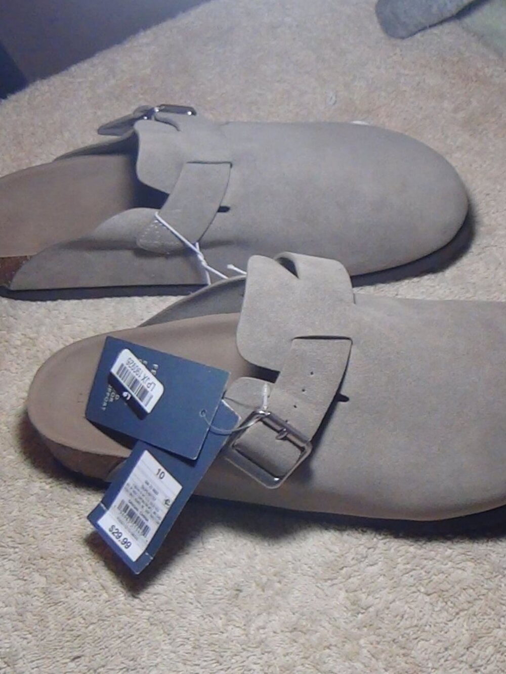 Universal Thread Womens Betsy Faux Suede Buckle Clogs Mules Slip-ons (10) Taupe